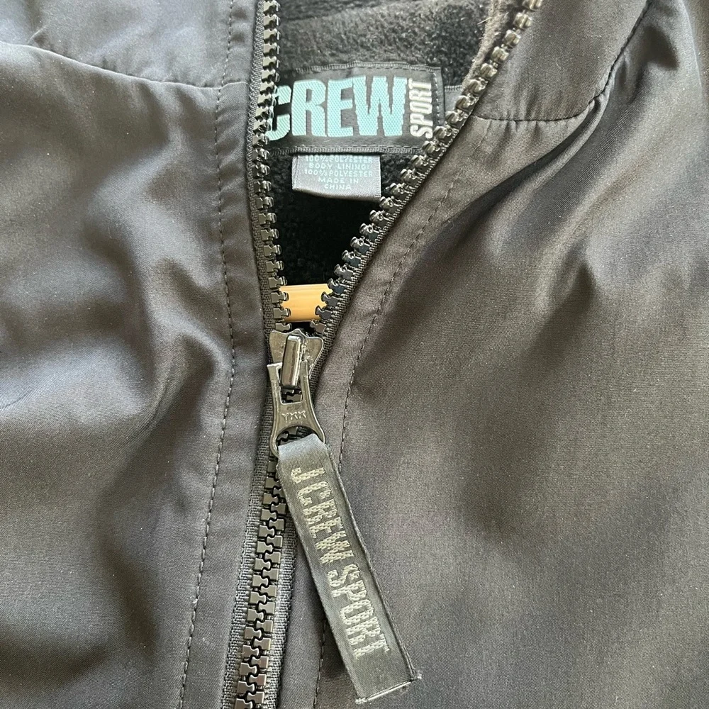 J Crew ~ Anorak Jacket ~ Fully Fleece Lined Weather Resistant Zipper Black Large